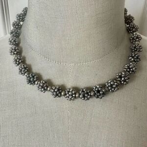 Vintage Metallic Gray Freshwater Pearl Cluster Necklace – Sterling Clasp